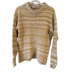 Topshop Cream and Tan Cowl Neck Fuzzy Textured Sweater Size XS Cottagecore Cozy